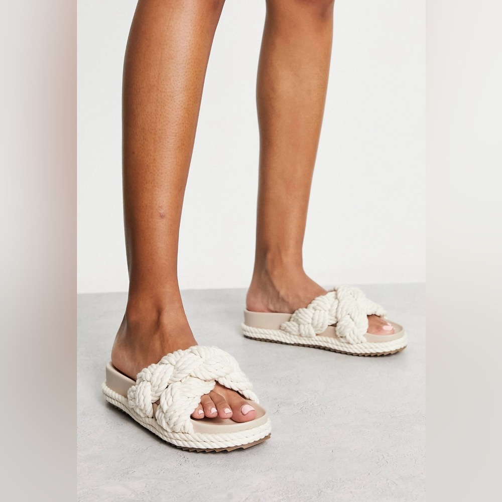 ASOS Jasmine braided espadrille footbed sandals in off white (7)